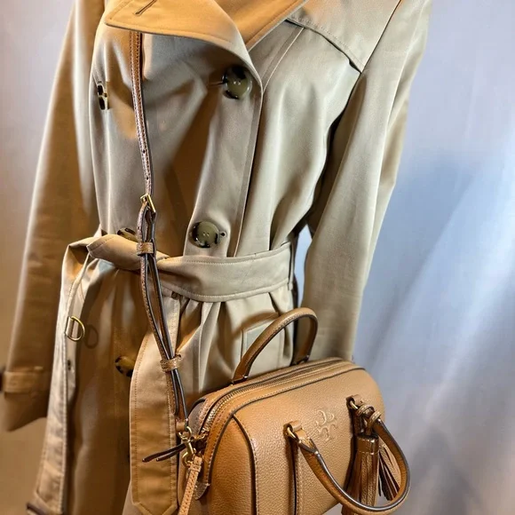 NWT! Tory Burch Thea Mini  Satchel Tiramis Leather Crossbody - Picture 11 of 16